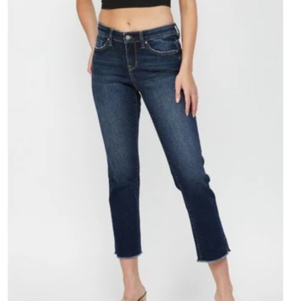 Mica Slim Straight Freestyle Mid Rise Crop Denim NWT